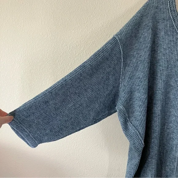 FREE PEOPLE Easy V Pullover Sweatshirt L Ribbed Oversized Slouchy Boho Beach - Picture 4 of 11